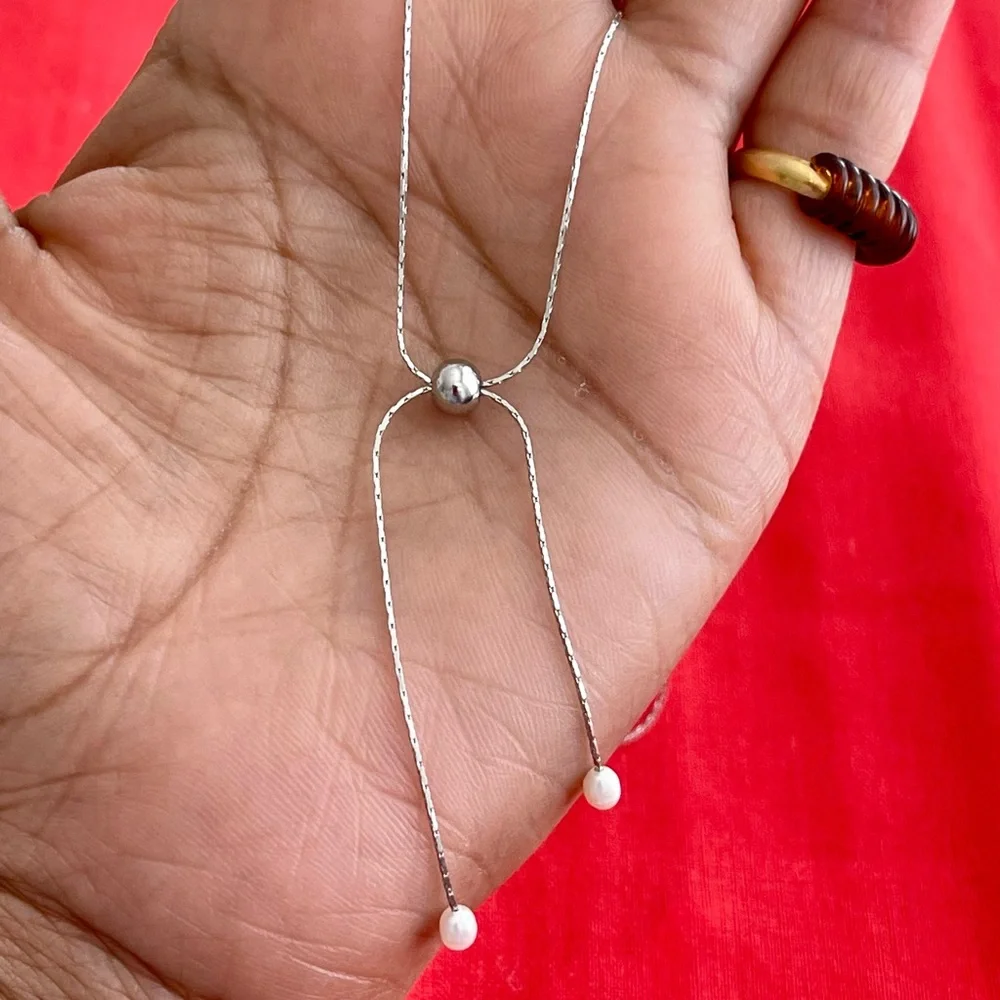 925 Sterling Silver Pearl Bowknot Minimalist Necklace